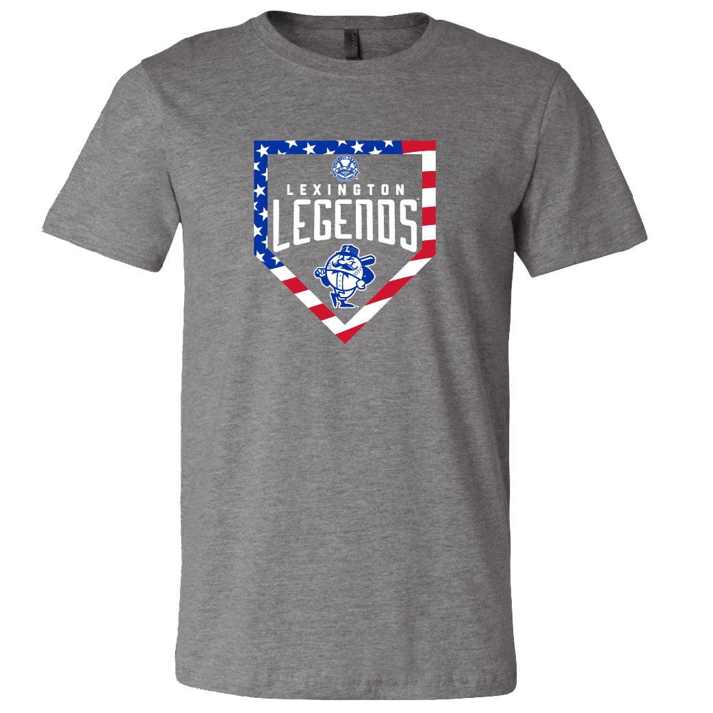 Adult Grey Patriotic Home Plate Softstyle Tee